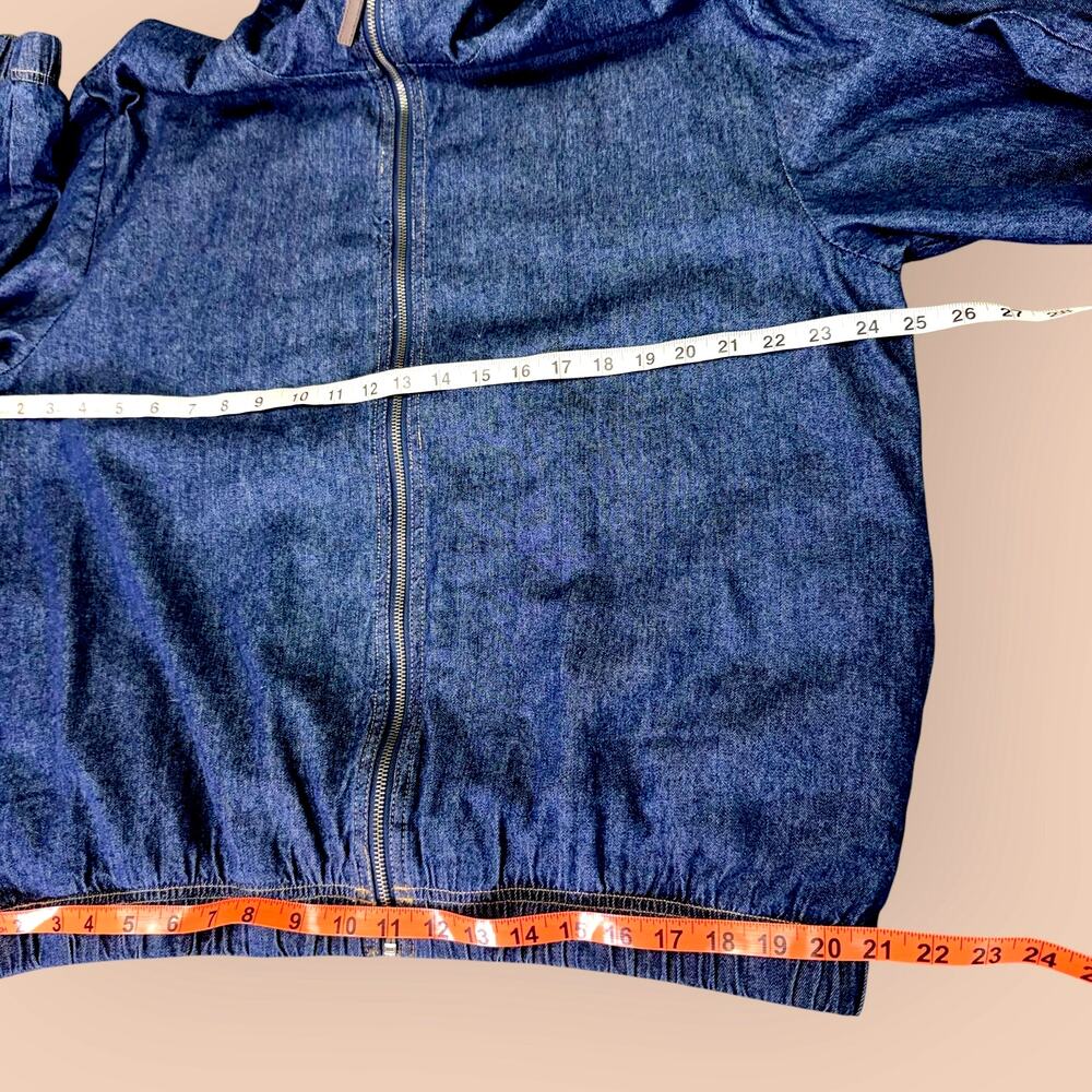 Scandia Woods Vintage 90s Mens L Full Zip Blue Denim Bomber Jacket Oversized - Picture 9 of 11